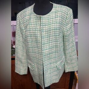 Kasper Women's Green Tweed Blazer
